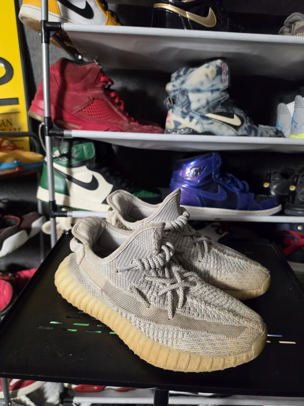 🔥 adidas Yeezy Boozt 350 Men Size 8  Beige Knit Athletic Sneakers with Gum Sole